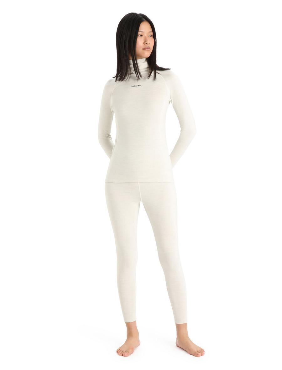 Icebreaker MerinoFine™ Long Sleeve Roll Neck Naisten Base Layers Valkoinen | FI 1895ZUTG